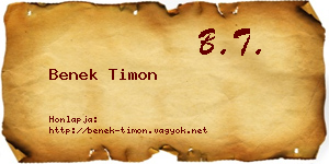 Benek Timon névjegykártya